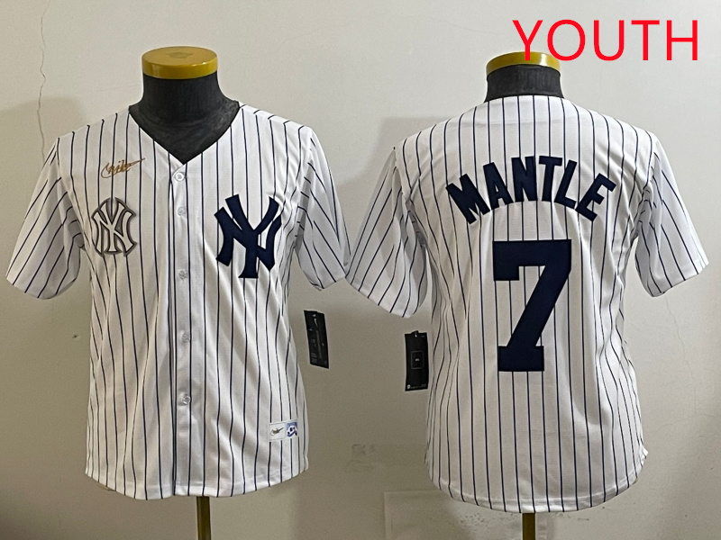 Youth New York Yankees #7 Mantle White 2025 Nike MLB jersey style 11